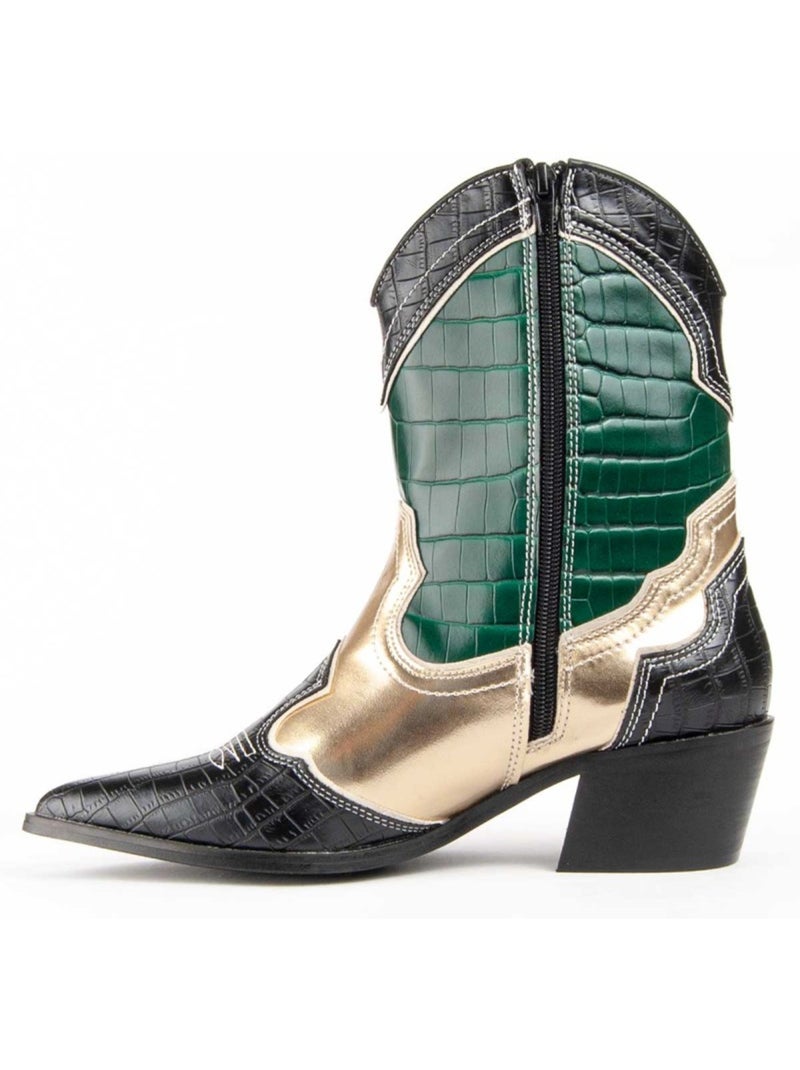 Bottine à Talon Matériel Synthétique Montevita Vert - Kiabi