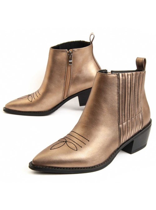 Bottine à Talon Matière Synthétique Et Textile Montevita - Kiabi