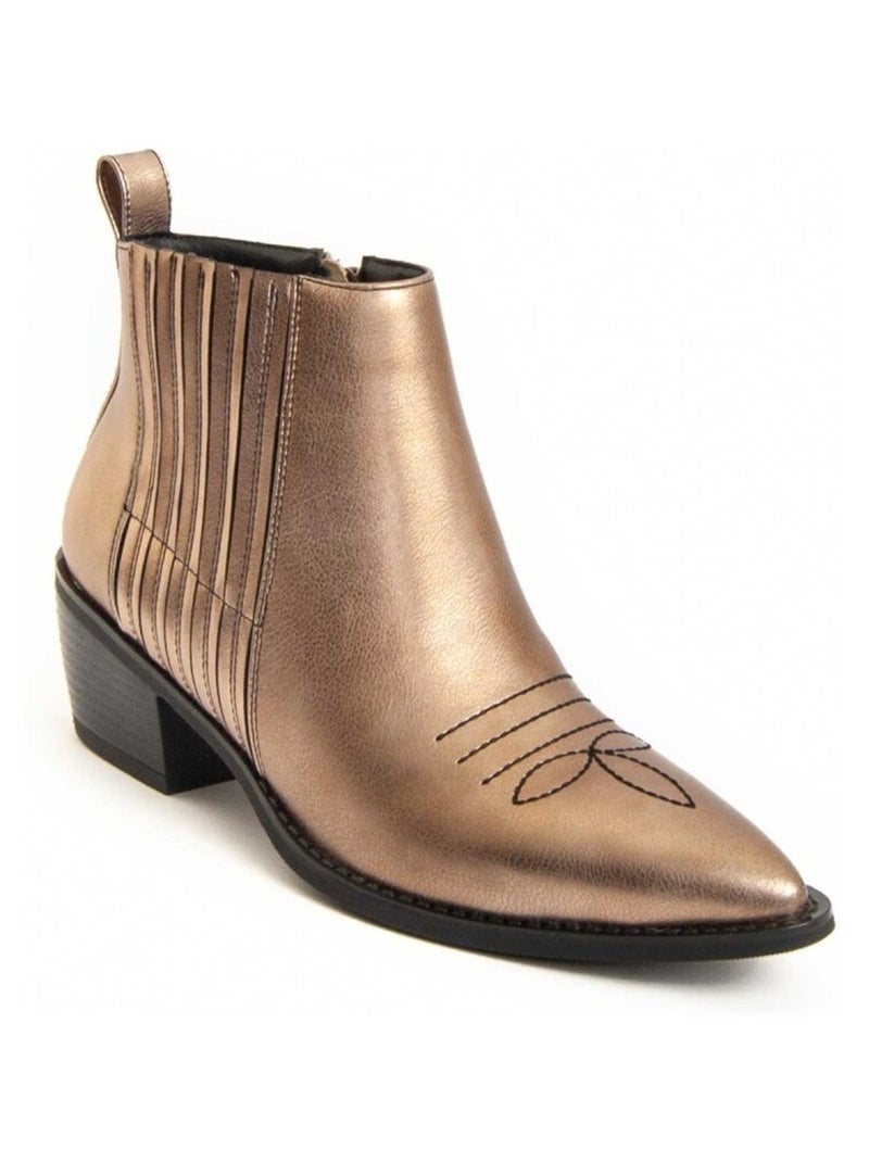Bottine à Talon Matière Synthétique Et Textile Montevita Doré/or - Kiabi