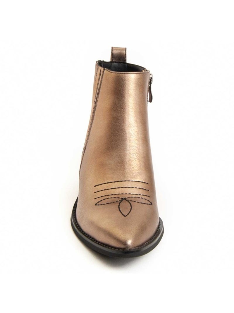 Bottine à Talon Matière Synthétique Et Textile Montevita Doré/or - Kiabi