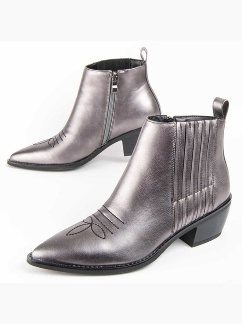 Bottine à Talon Matière Synthétique Et Textile Montevita - Kiabi