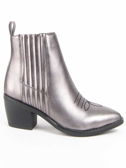 Bottine à Talon Matière Synthétique Et Textile Montevita - Kiabi
