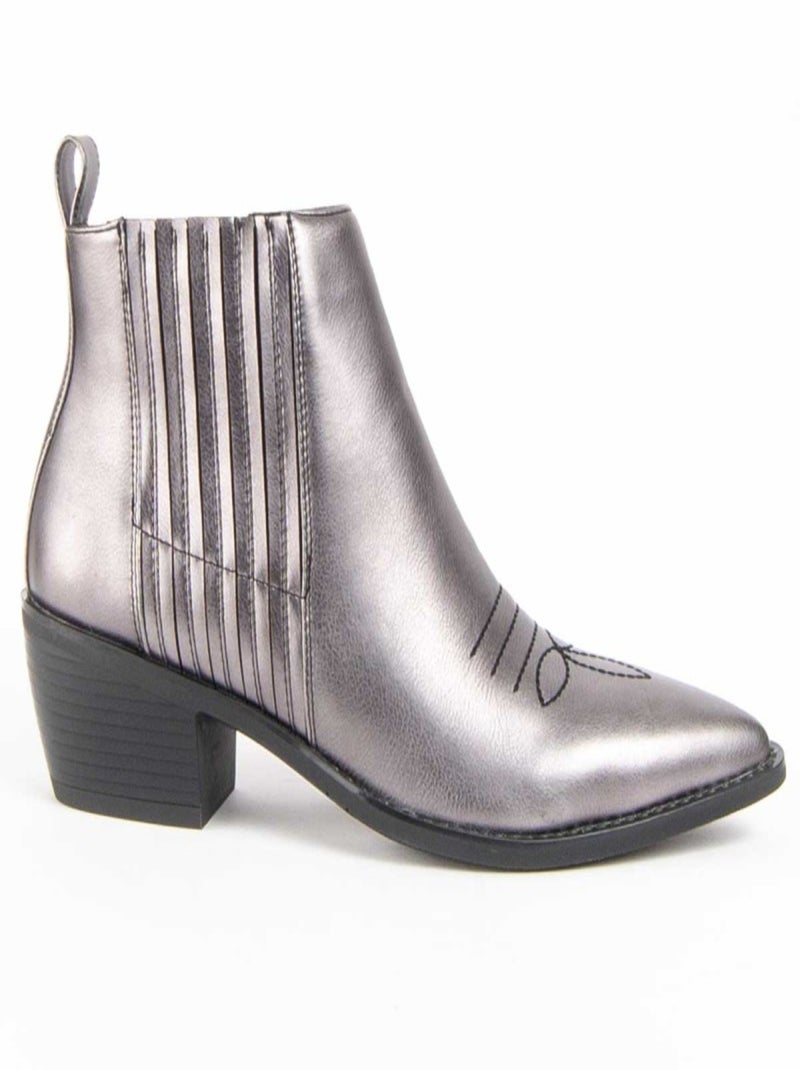 Bottine à Talon Matière Synthétique Et Textile Montevita Gris - Kiabi