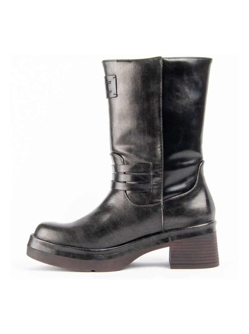 Bottine à Talon Matière Synthétique Et Textile Montevita Gris - Kiabi