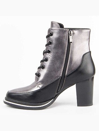 Bottine à Talon Matière Synthétique Et Textile Montevita