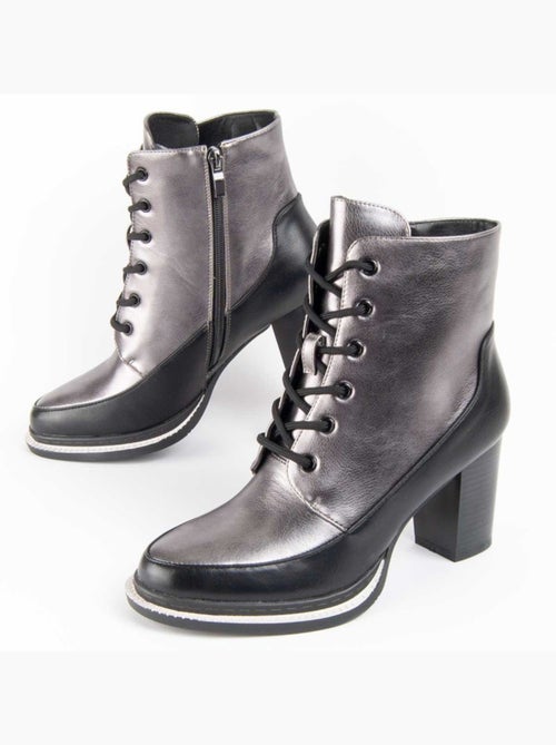 Bottine à Talon Matière Synthétique Et Textile Montevita - Kiabi