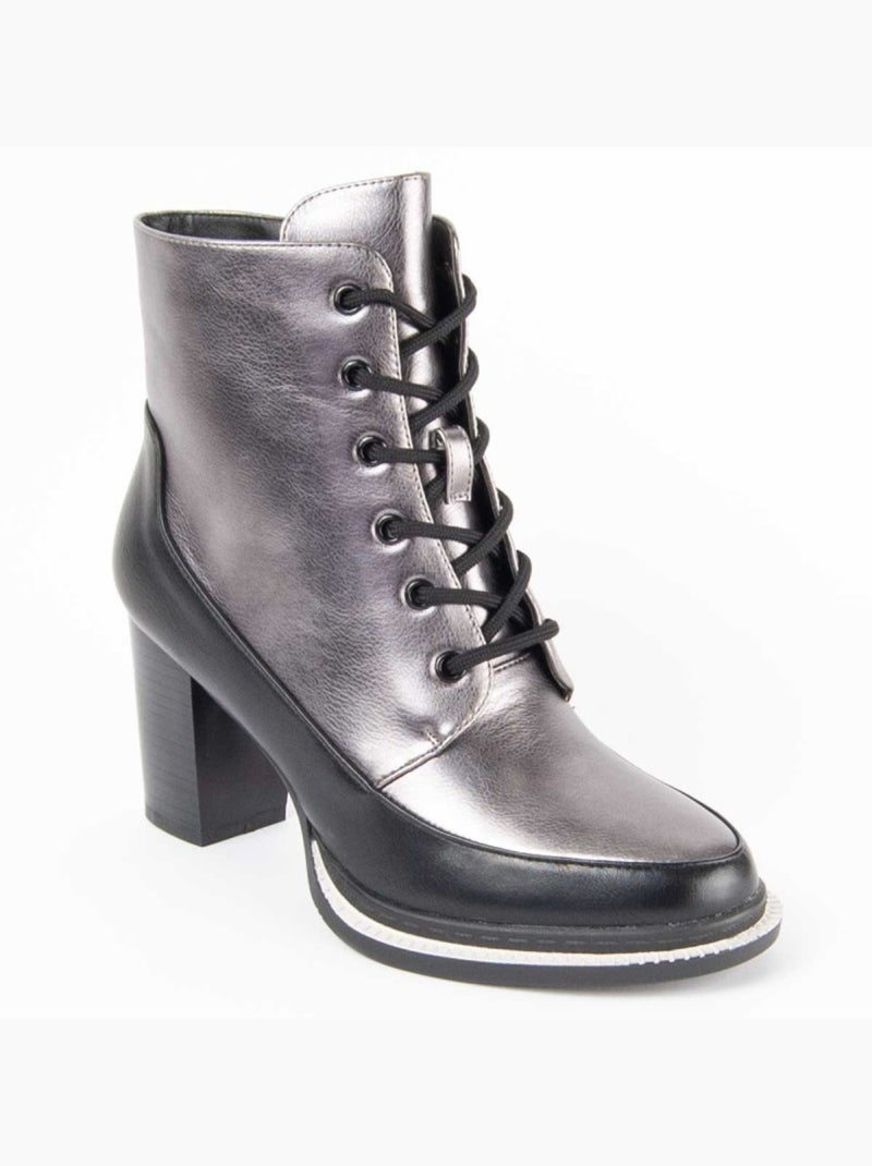 Bottine à Talon Matière Synthétique Et Textile Montevita Gris - Kiabi