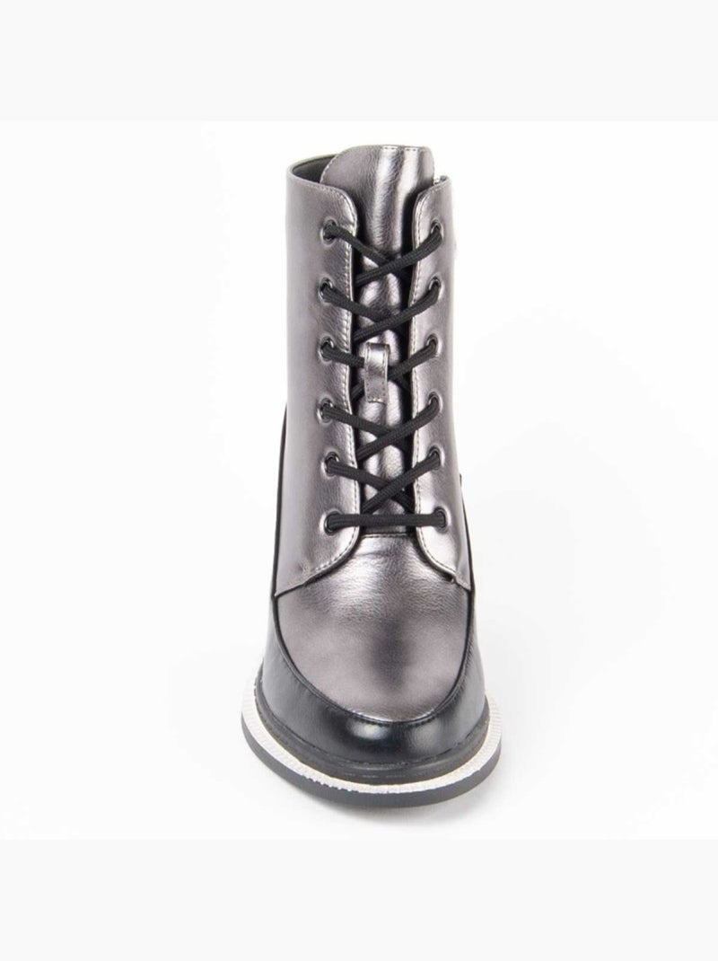 Bottine à Talon Matière Synthétique Et Textile Montevita Gris - Kiabi