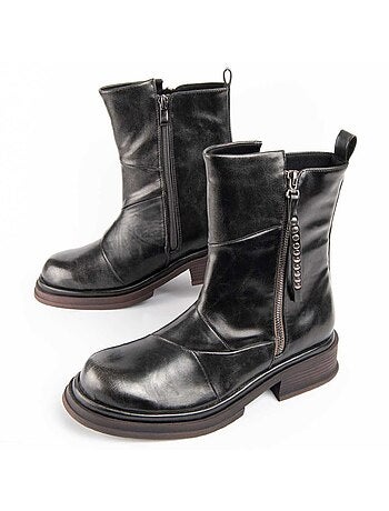 Bottine à Talon Matière Synthétique Et Textile Montevita