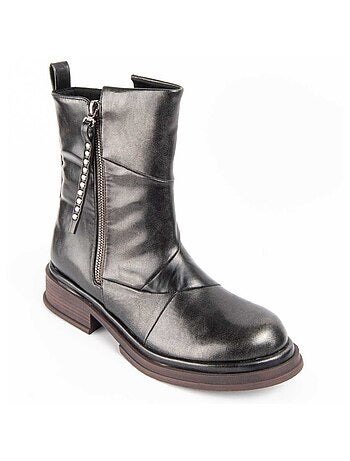 Bottine à Talon Matière Synthétique Et Textile Montevita