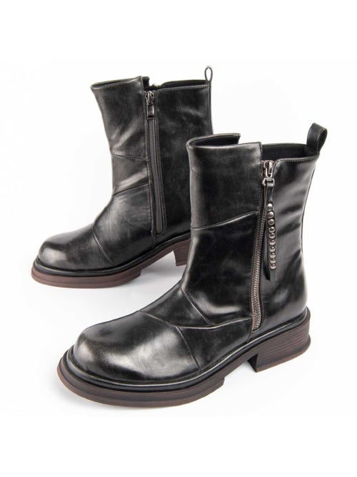 Bottine à Talon Matière Synthétique Et Textile Montevita - Kiabi