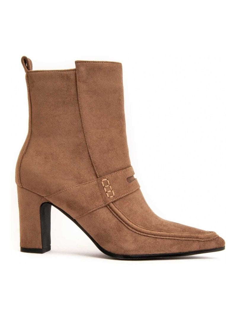 Bottine à Talon Matière Synthétique Et Textile Montevita Marron - Kiabi