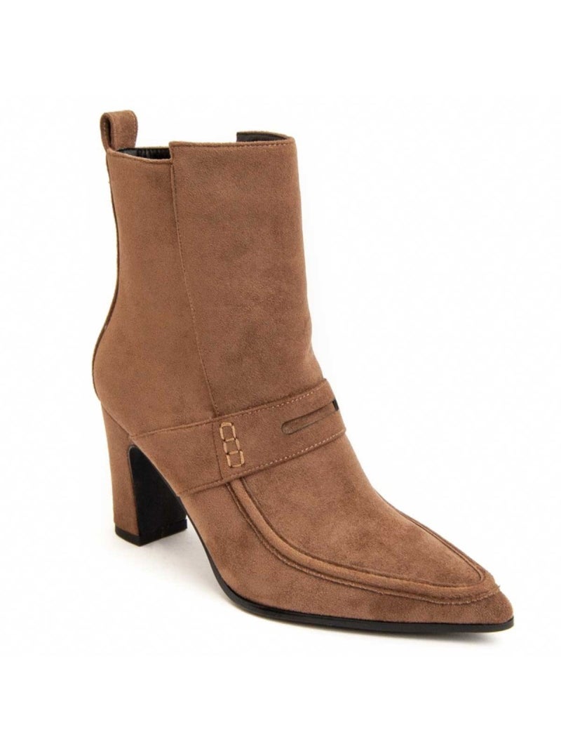 Bottine à Talon Matière Synthétique Et Textile Montevita Marron - Kiabi