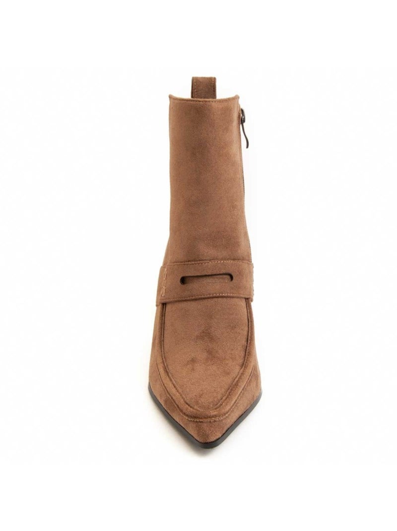 Bottine à Talon Matière Synthétique Et Textile Montevita Marron - Kiabi