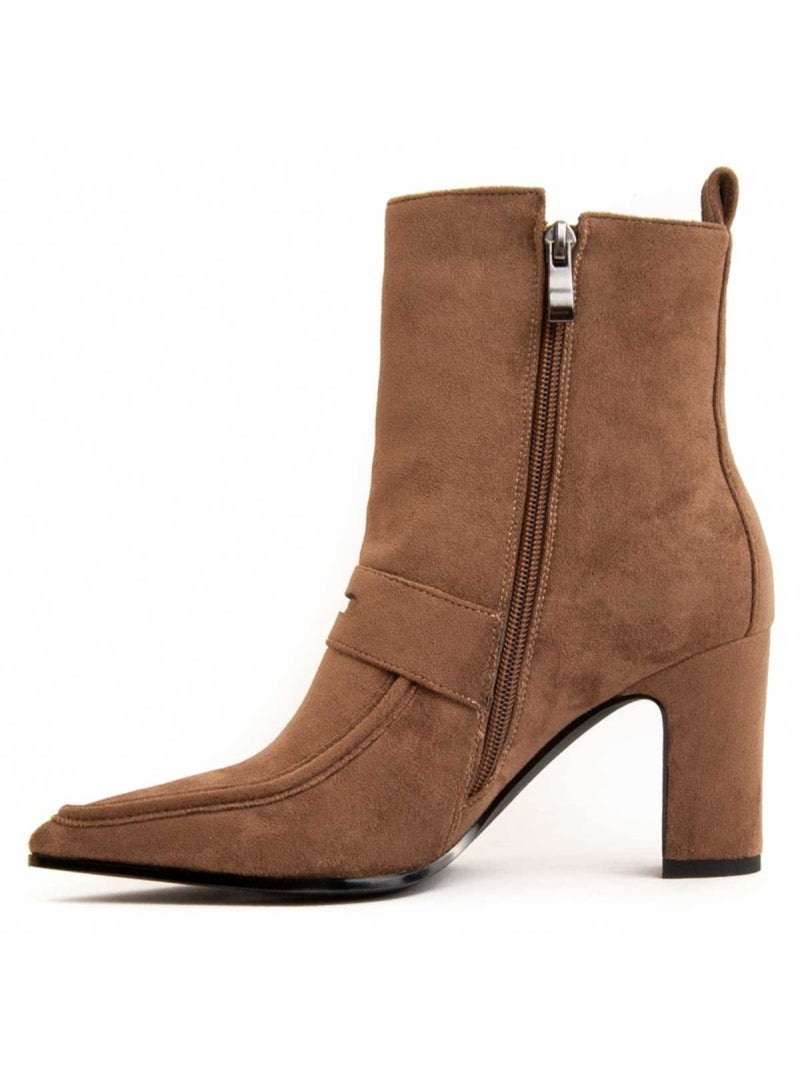 Bottine à Talon Matière Synthétique Et Textile Montevita Marron - Kiabi