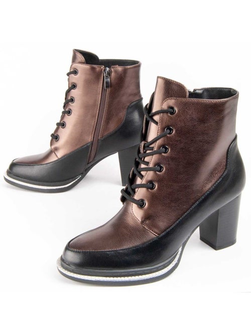 Bottine à Talon Matière Synthétique Et Textile Montevita - Kiabi