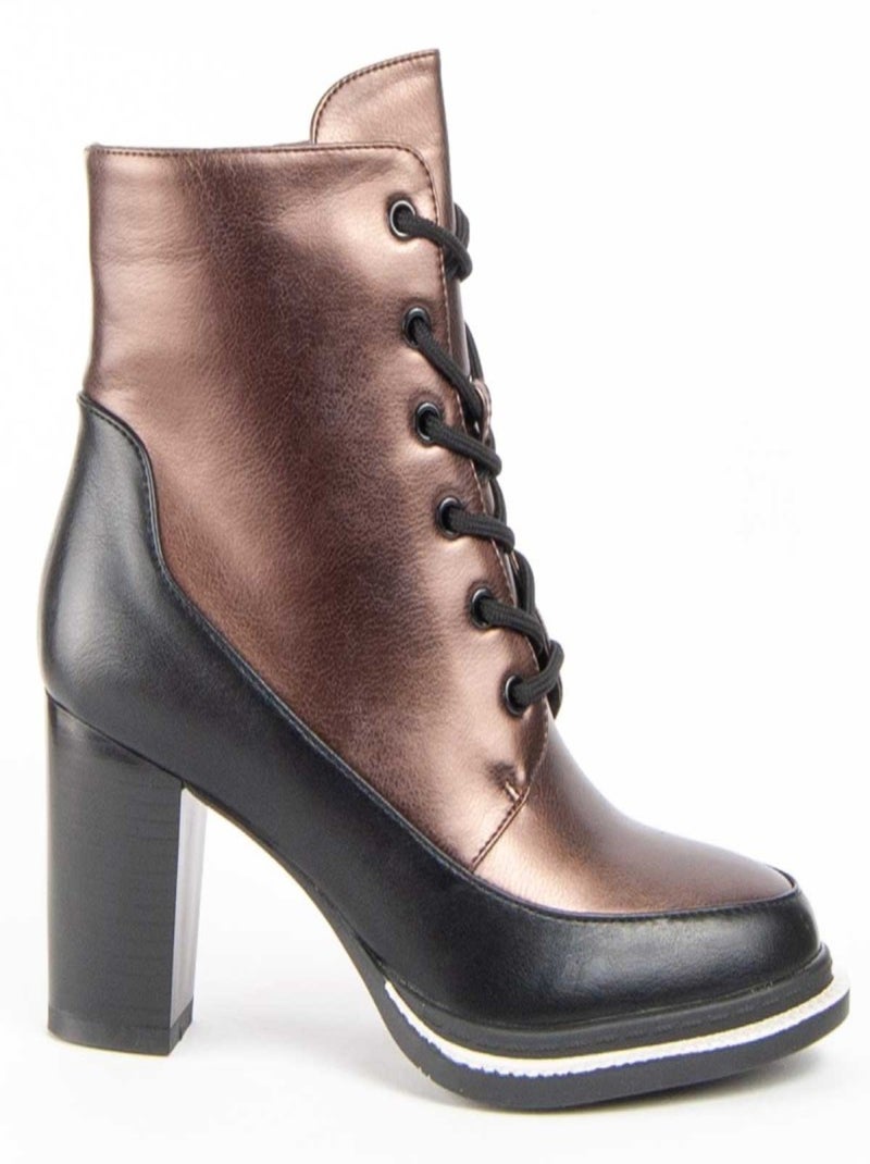 Bottine à Talon Matière Synthétique Et Textile Montevita Marron - Kiabi