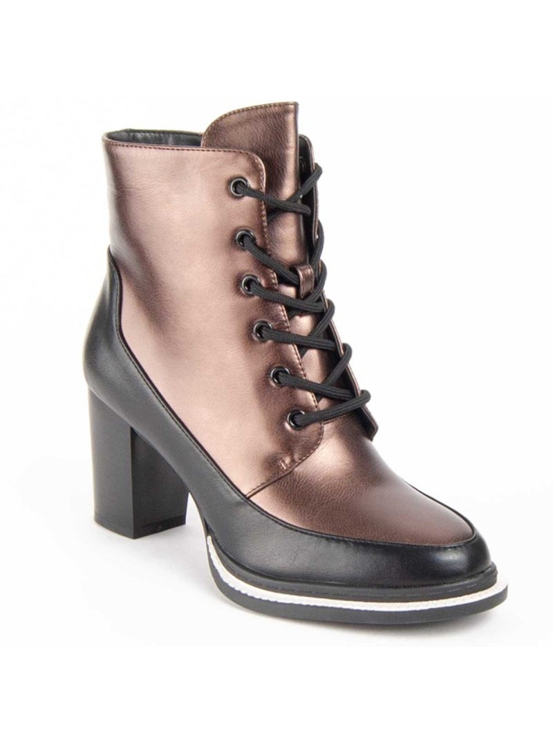 Bottine à Talon Matière Synthétique Et Textile Montevita Marron - Kiabi