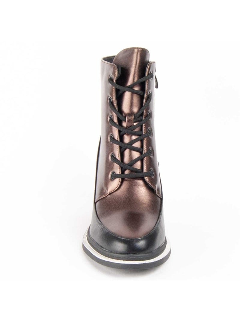 Bottine à Talon Matière Synthétique Et Textile Montevita Marron - Kiabi