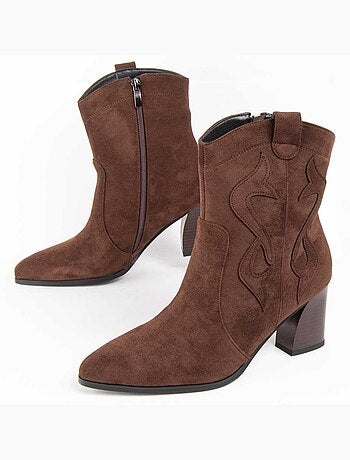 Bottine à Talon Matière Synthétique Et Textile Montevita