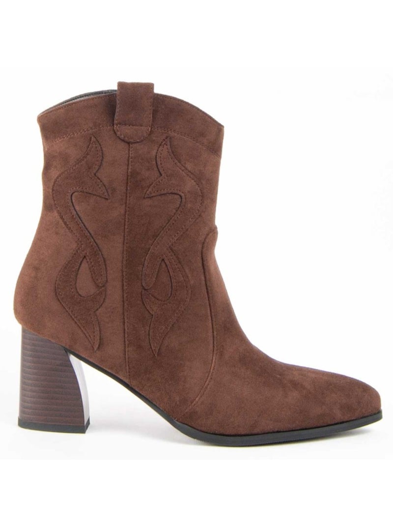 Bottine à Talon Matière Synthétique Et Textile Montevita Marron - Kiabi