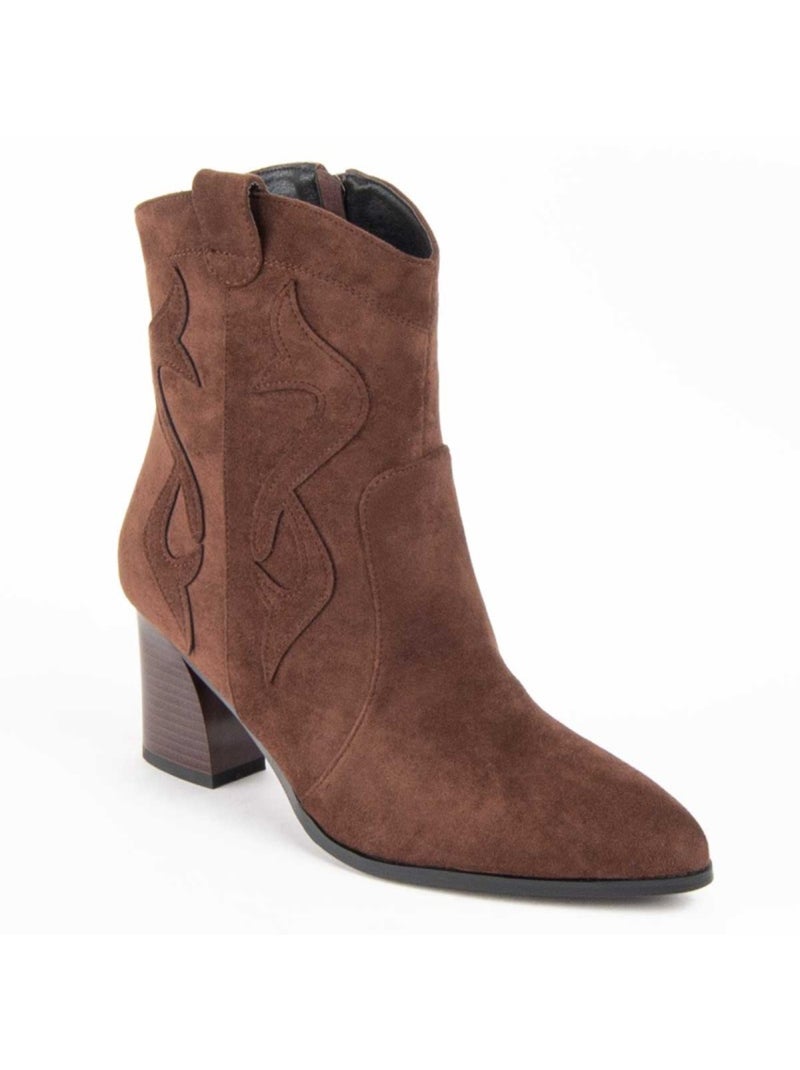 Bottine à Talon Matière Synthétique Et Textile Montevita Marron - Kiabi