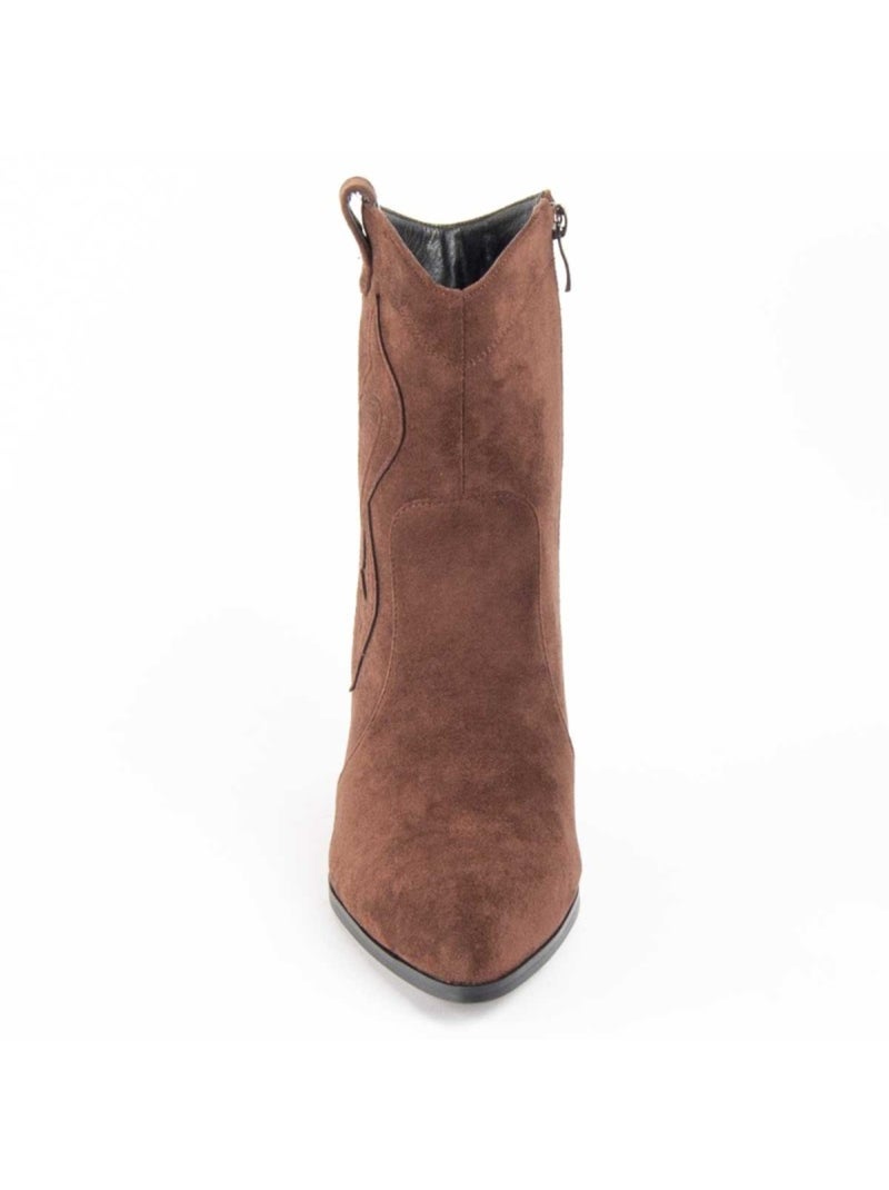 Bottine à Talon Matière Synthétique Et Textile Montevita Marron - Kiabi