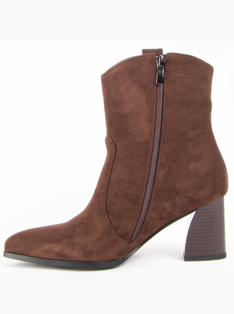 Bottine à Talon Matière Synthétique Et Textile Montevita Marron - Kiabi