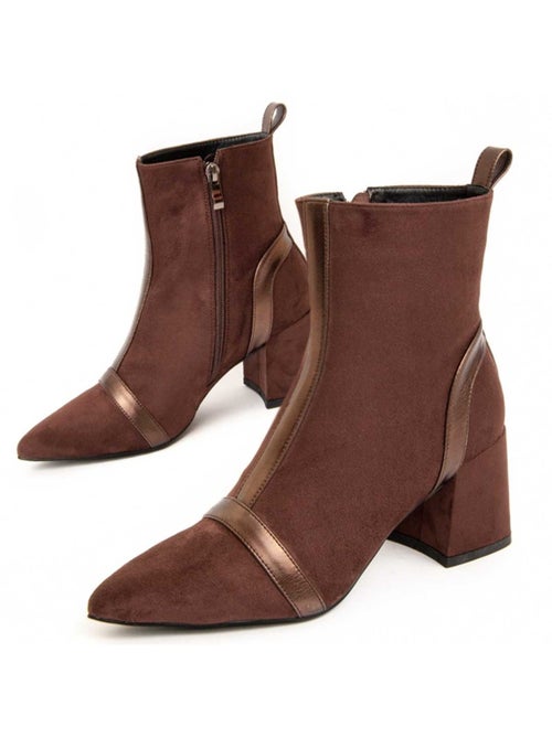 Bottine à Talon Matière Synthétique Et Textile Montevita - Kiabi