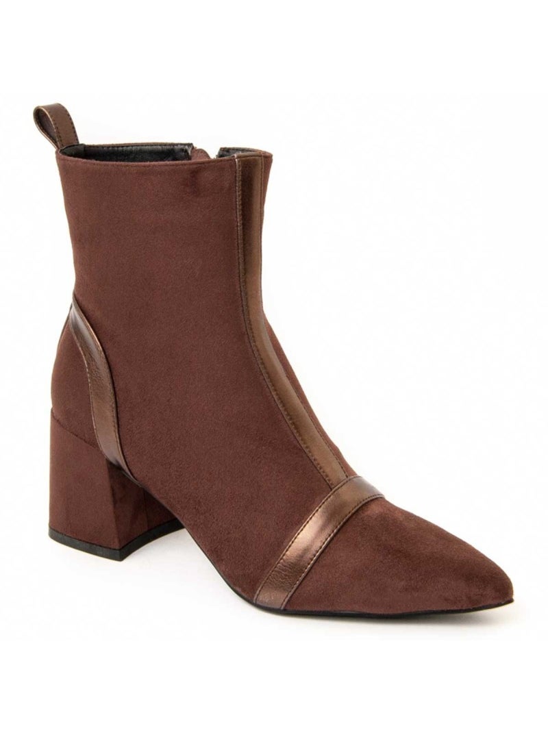 Bottine à Talon Matière Synthétique Et Textile Montevita Marron - Kiabi