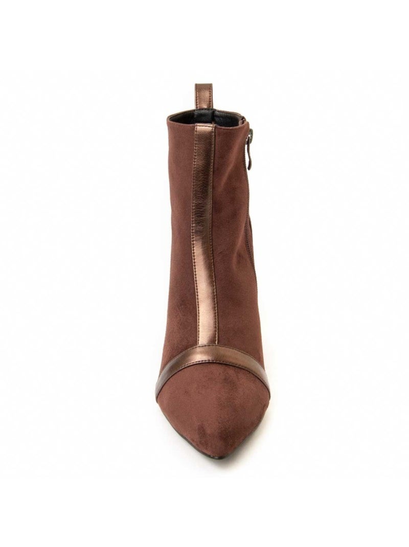 Bottine à Talon Matière Synthétique Et Textile Montevita Marron - Kiabi