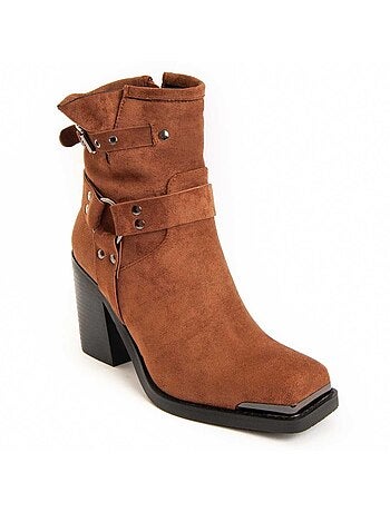 Bottine à Talon Matière Synthétique Et Textile Montevita