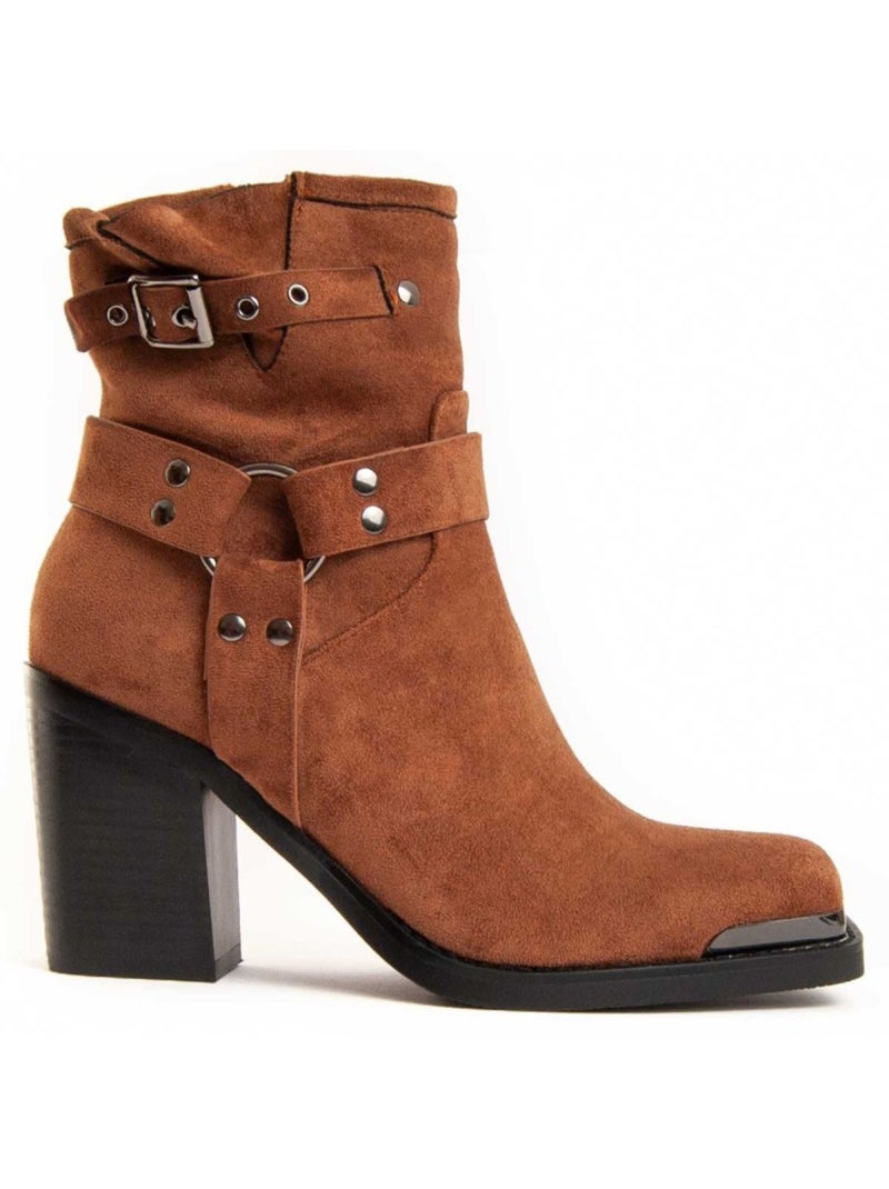 Bottine à Talon Matière Synthétique Et Textile Montevita Marron - Kiabi