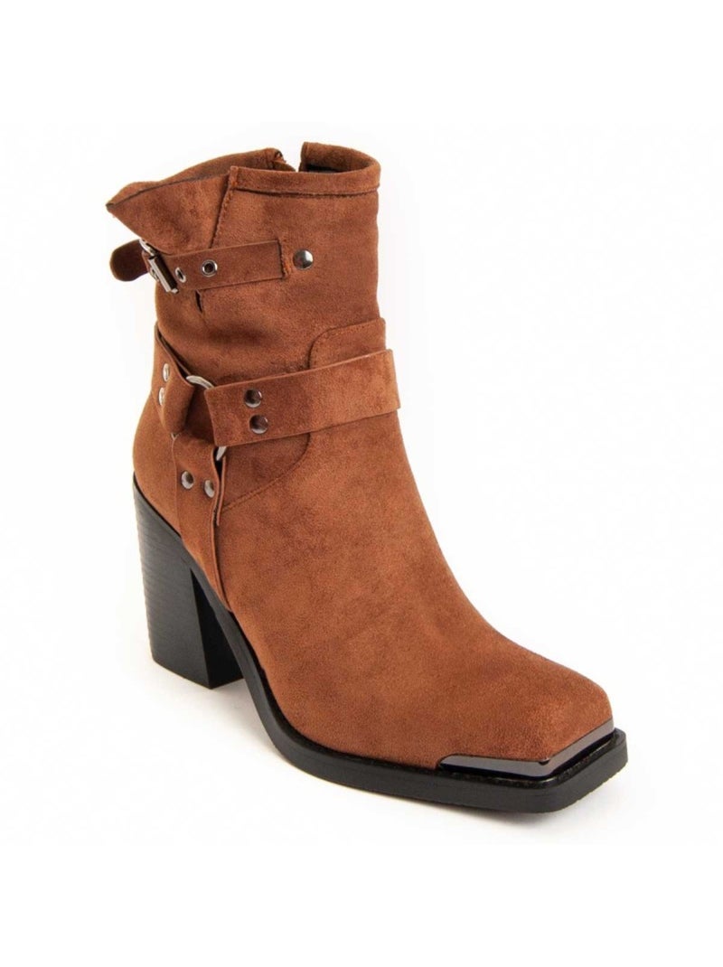 Bottine à Talon Matière Synthétique Et Textile Montevita Marron - Kiabi