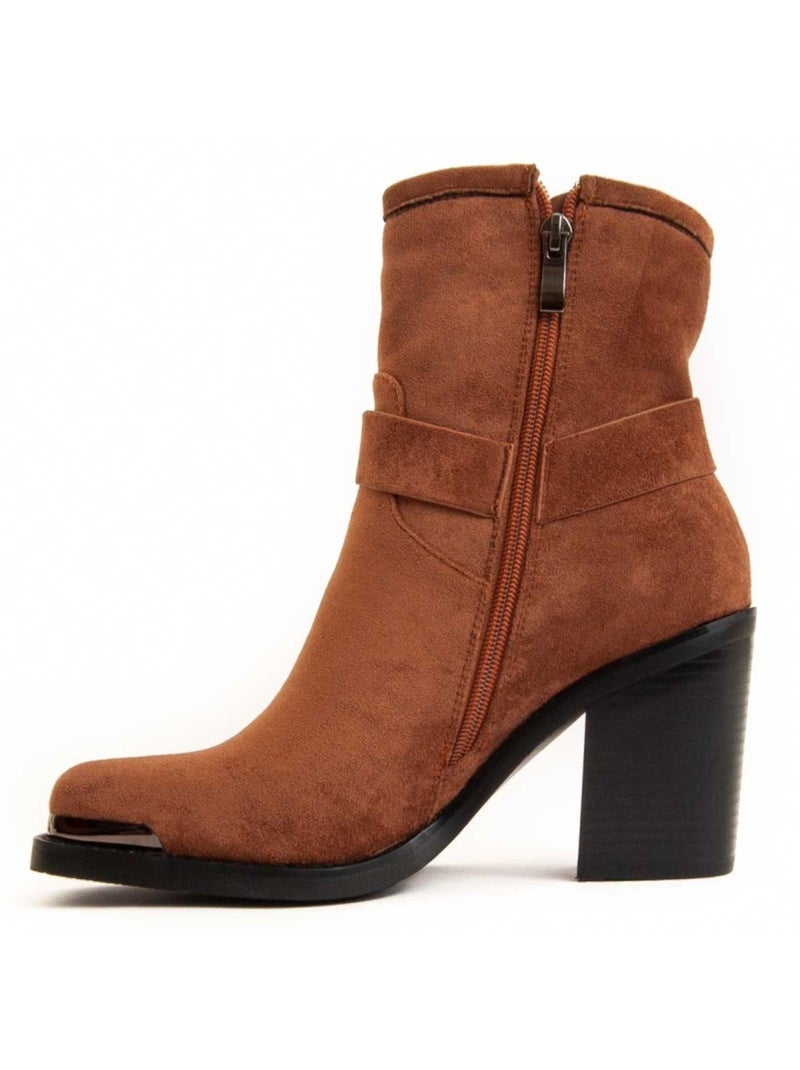 Bottine à Talon Matière Synthétique Et Textile Montevita Marron - Kiabi