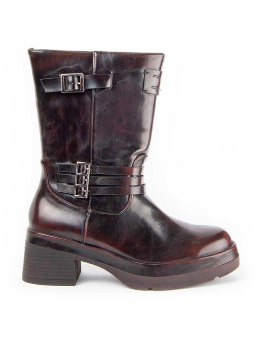 Bottine à Talon Matière Synthétique Et Textile Montevita - Kiabi