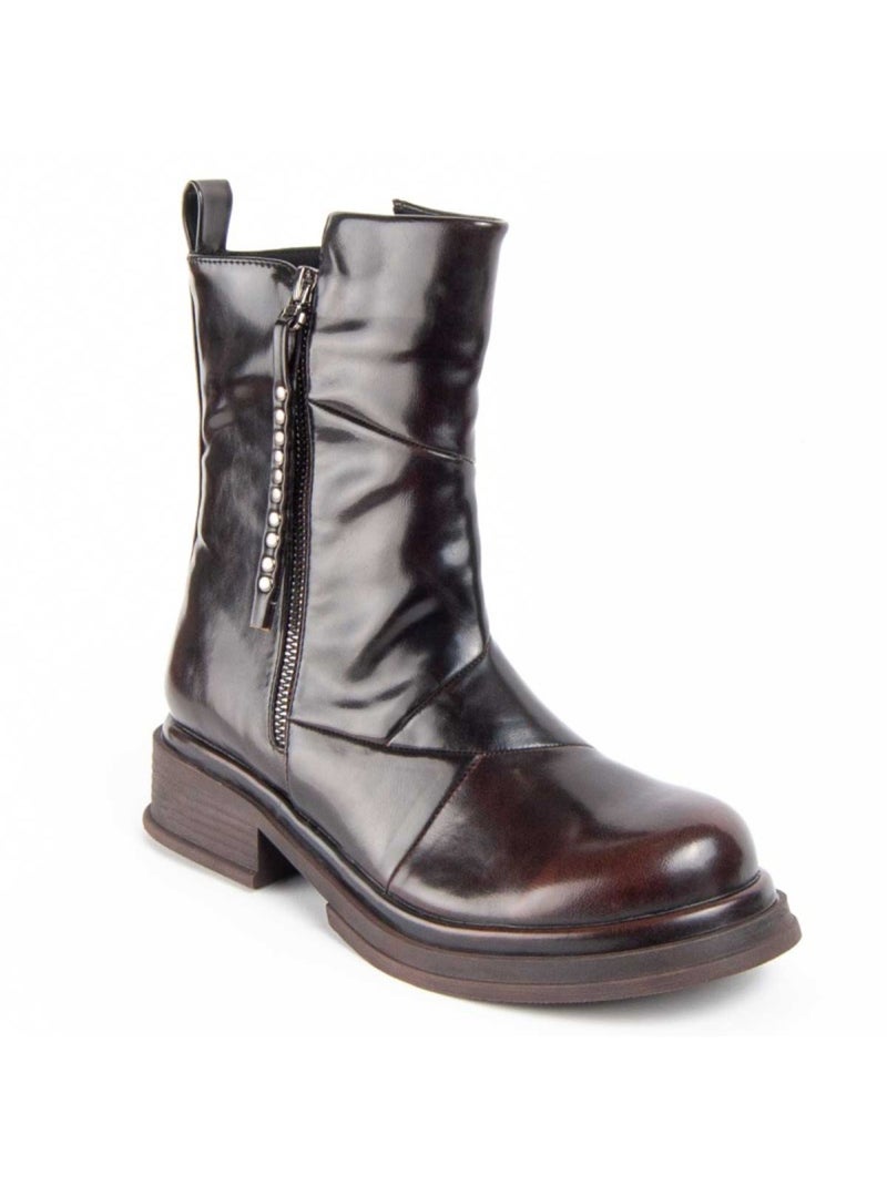 Bottine à Talon Matière Synthétique Et Textile Montevita Marron - Kiabi