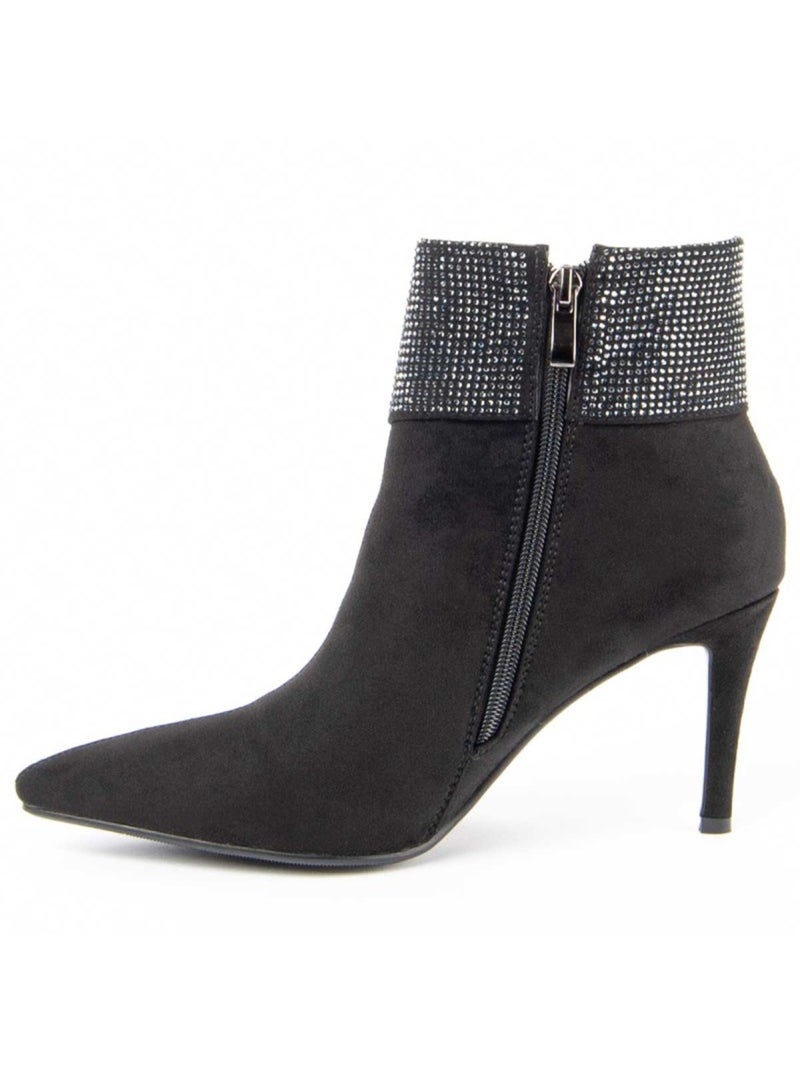 Bottine à Talon Matière Synthétique Et Textile Montevita Noir - Kiabi
