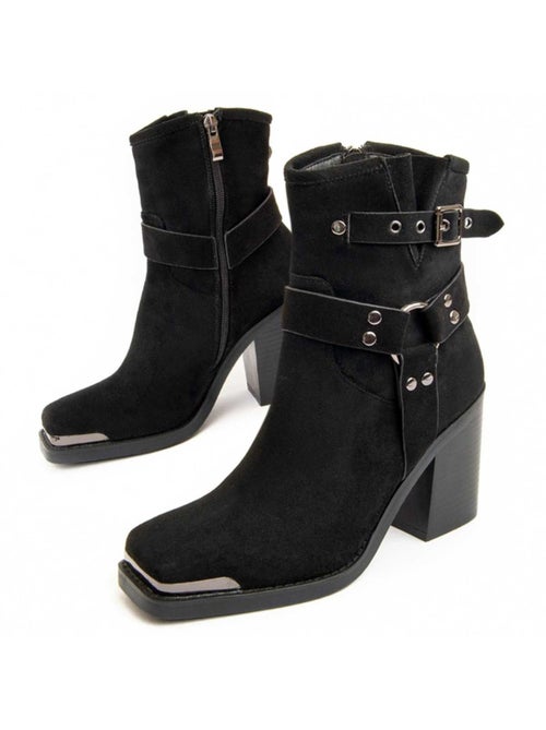 Bottine à Talon Matière Synthétique Et Textile Montevita - Kiabi