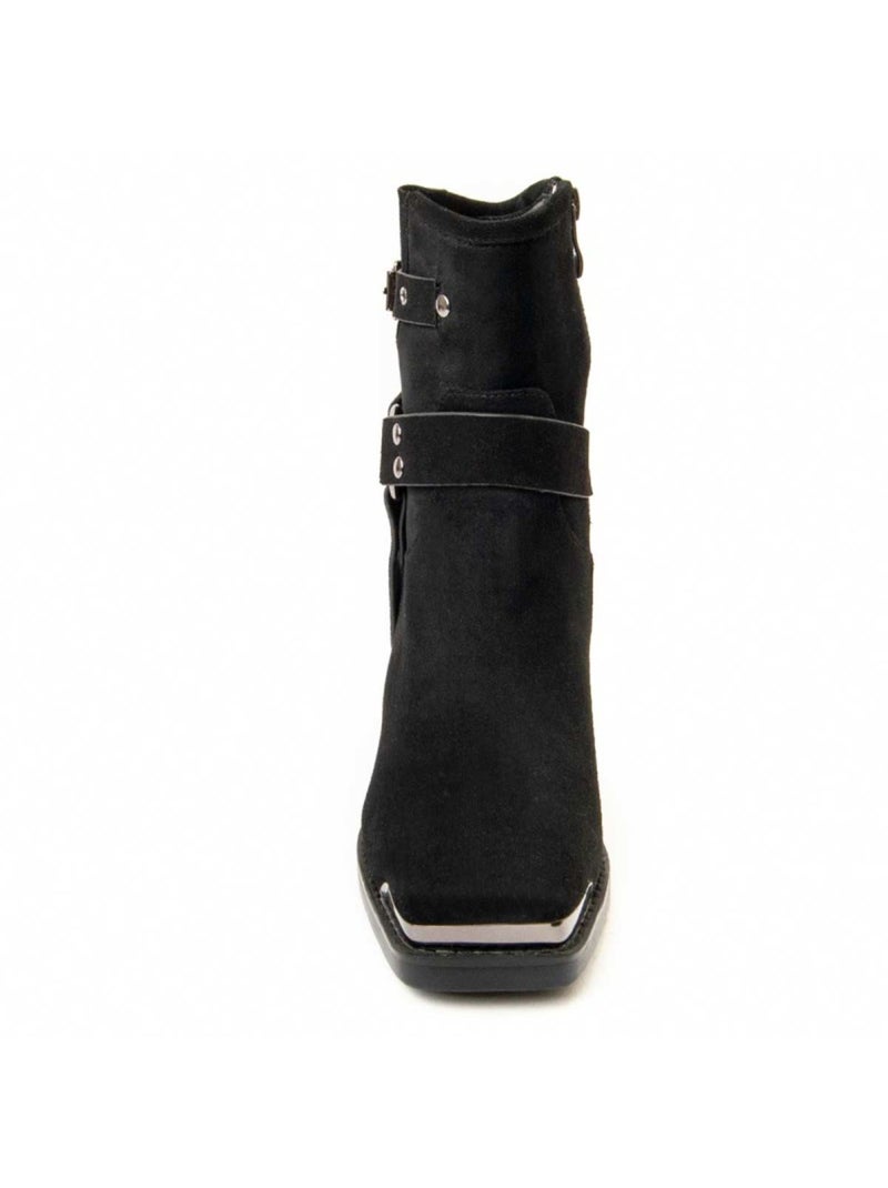 Bottine à Talon Matière Synthétique Et Textile Montevita Noir - Kiabi