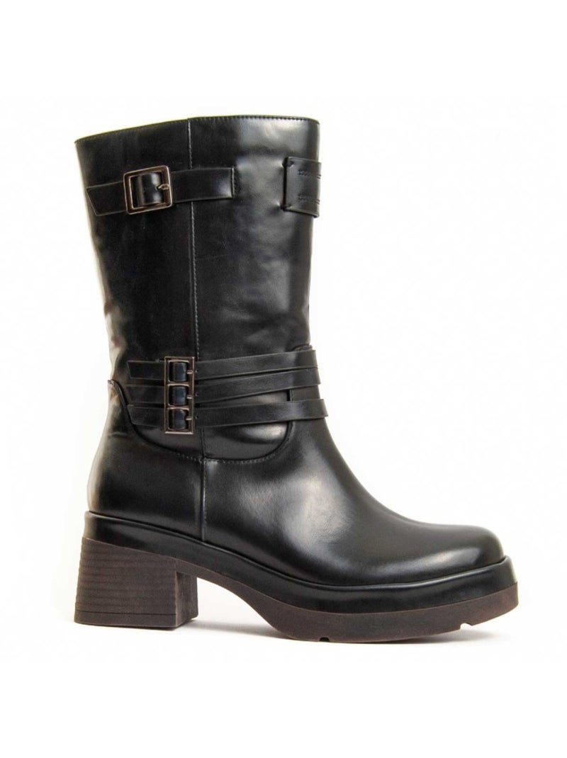 Bottine à Talon Matière Synthétique Et Textile Montevita Noir - Kiabi