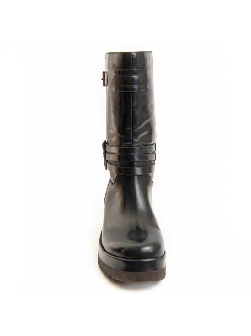 Bottine à Talon Matière Synthétique Et Textile Montevita Noir - Kiabi