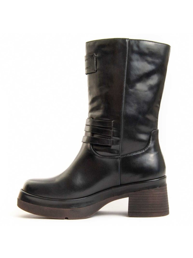 Bottine à Talon Matière Synthétique Et Textile Montevita Noir - Kiabi