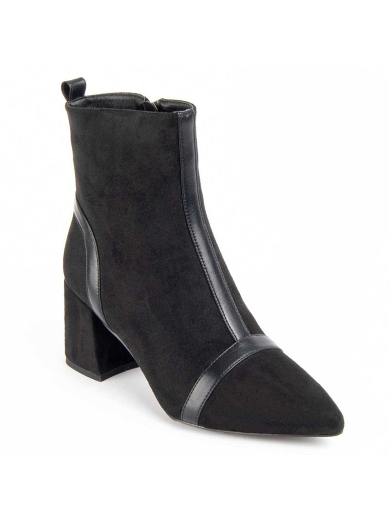 Bottine à Talon Matière Synthétique Et Textile Montevita Noir - Kiabi