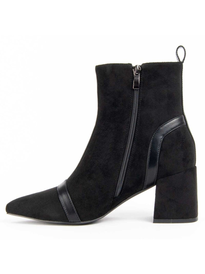 Bottine à Talon Matière Synthétique Et Textile Montevita Noir - Kiabi
