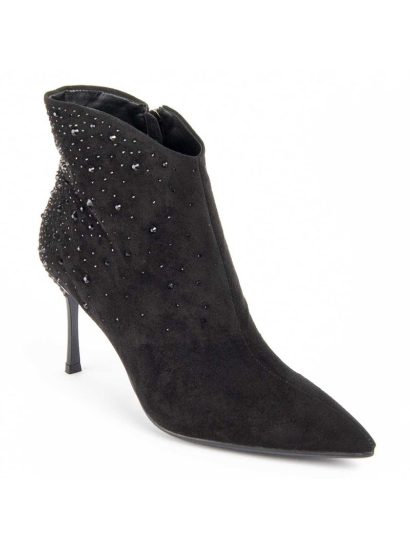 Bottine à Talon Matière Synthétique Et Textile Montevita Noir - Kiabi