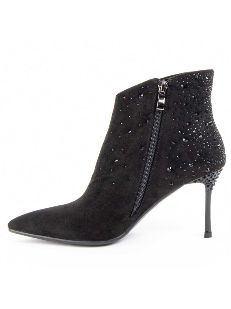 Bottine à Talon Matière Synthétique Et Textile Montevita Noir - Kiabi