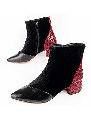 Bottine à Talon Matière Synthétique Et Textile Montevita
