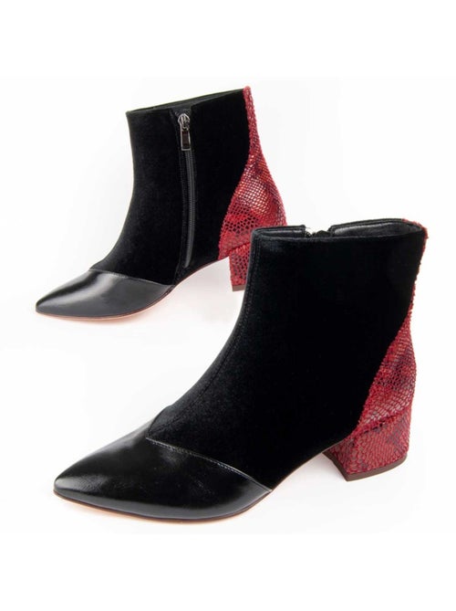 Bottine à Talon Matière Synthétique Et Textile Montevita - Kiabi