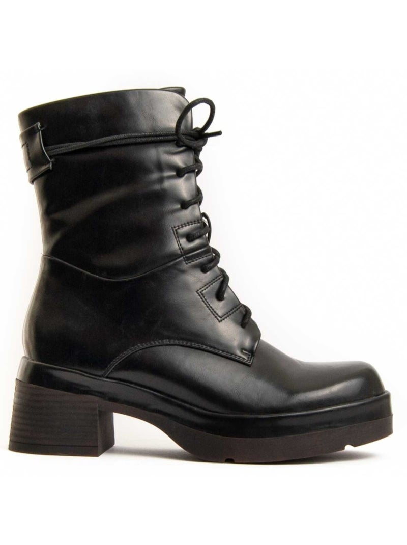 Bottine à Talon Matière Synthétique Et Textile Montevita Noir - Kiabi